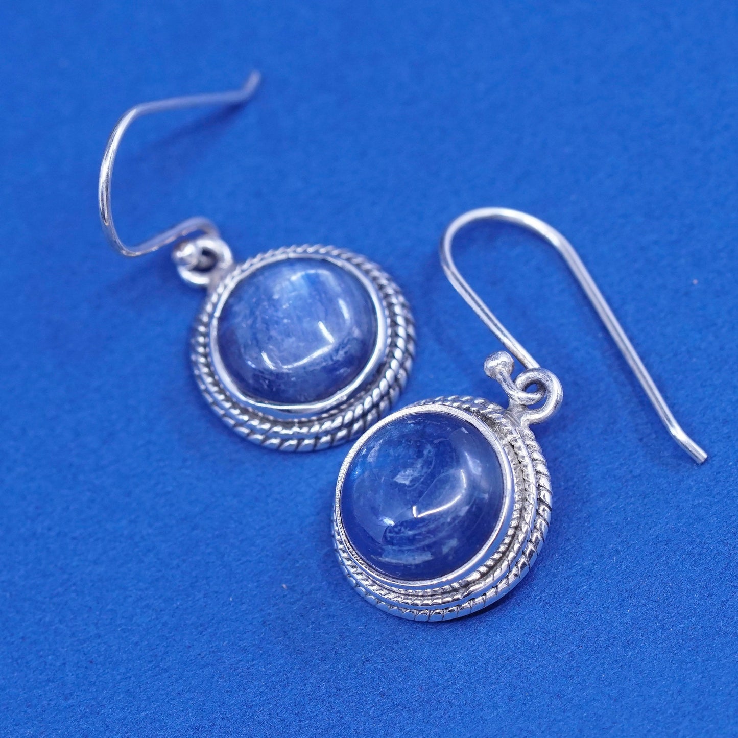 Vintage sterling silver handmade earrings, 925 with quality bright labradorite