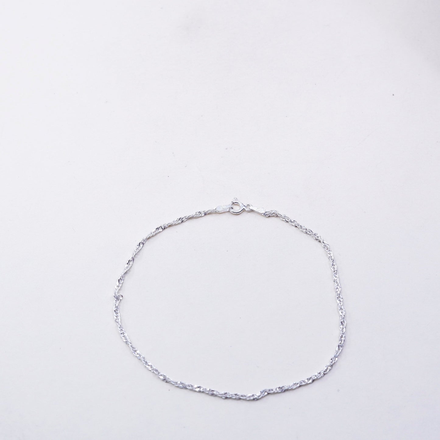 9”, 1.6mm, Vintage sterling silver bracelet, twisted curb link anklet