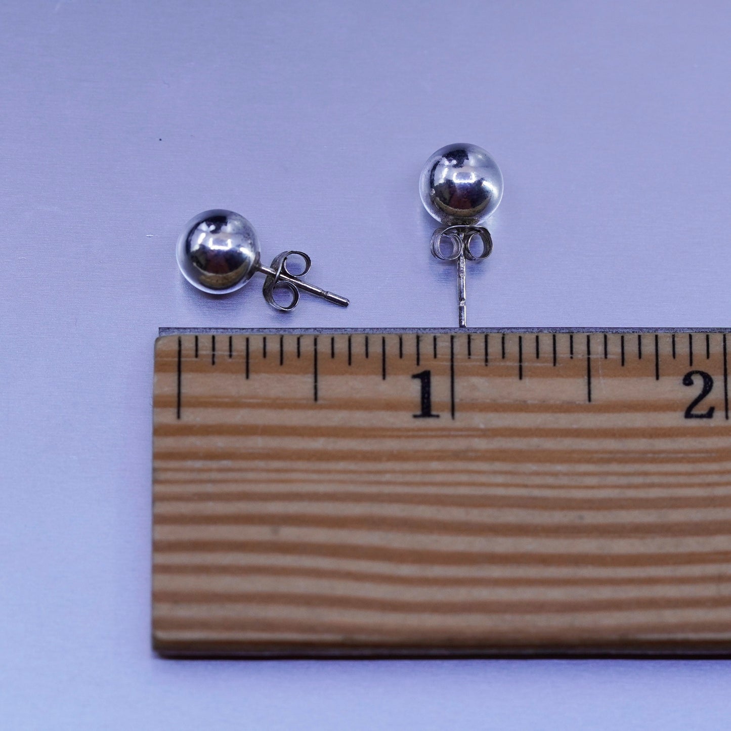 7mm, Vintage Sterling 925 silver handmade earrings, bead studs