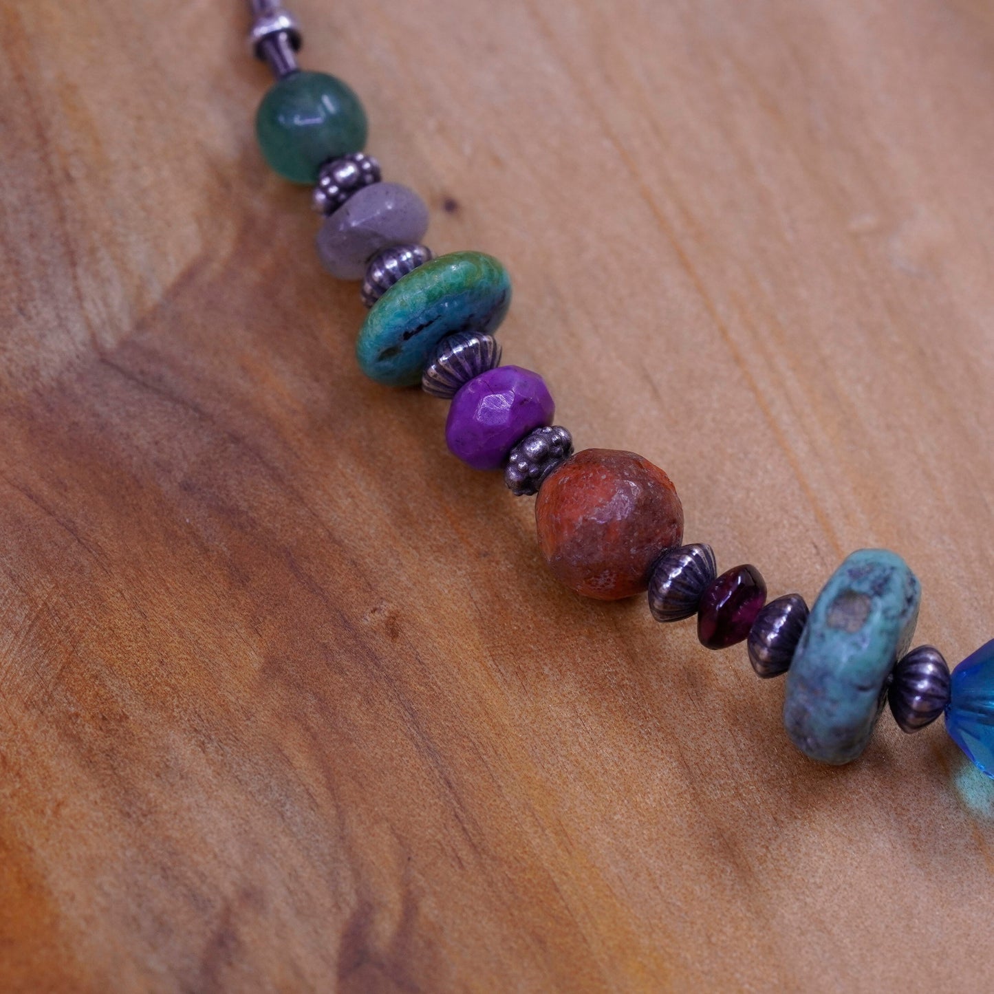 7.75”, sterling silver bracelet turquoise citrine carnelian polar bear charm