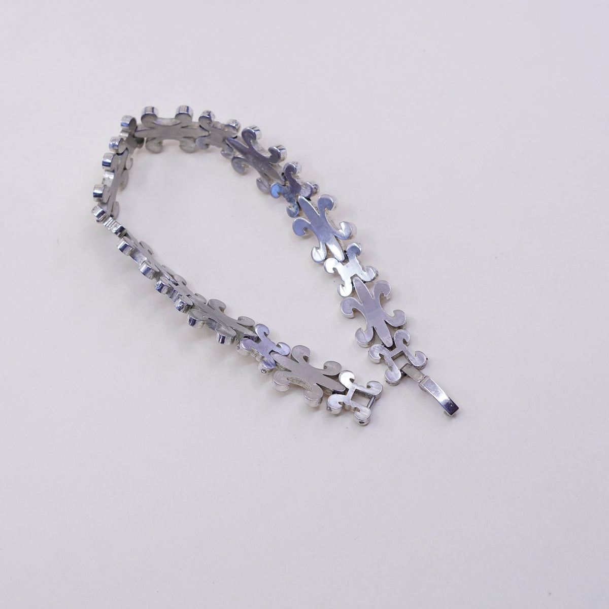 7.75”, French sterling silver tennis bracelet, 925 men’s the fleur-de-lis chain