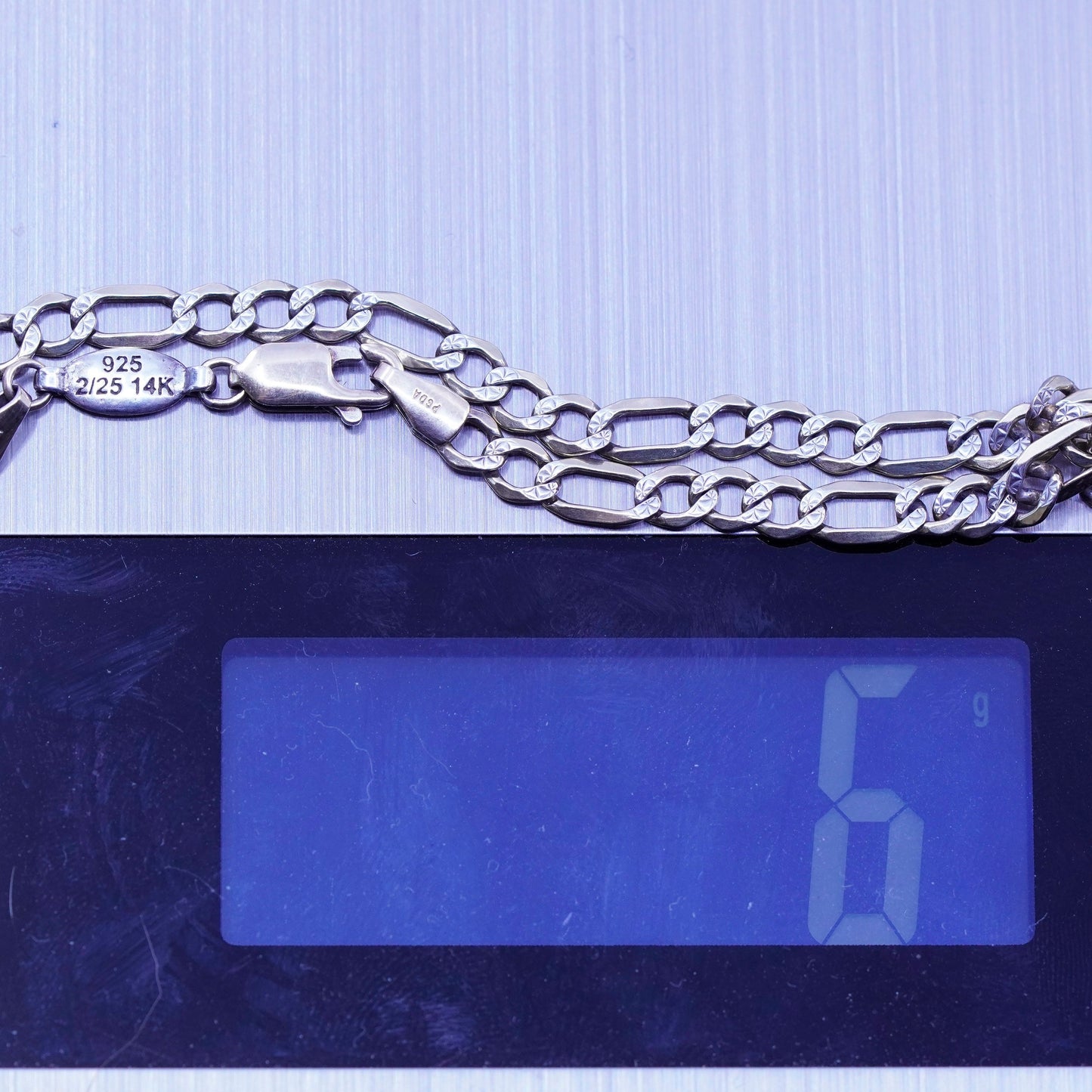 10.5”, Piercing Pagoda 2/25 14K gold Sterling 925 silver figaro bracelet anklet