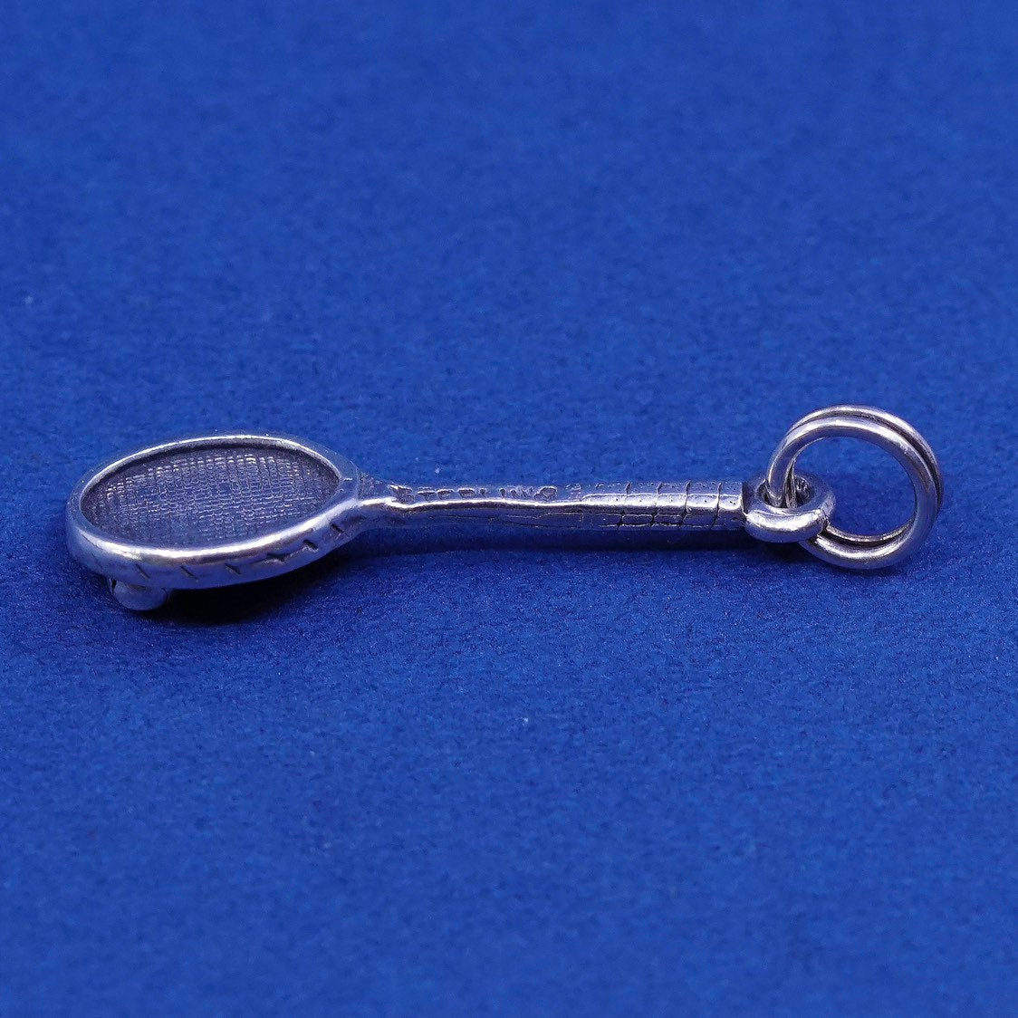 vtg Sterling silver handmade pendant, 925 tennis racket and ball
