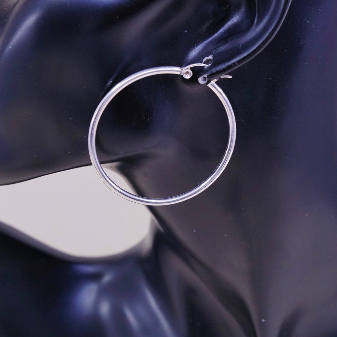 1.75" vtg sterling silver loop earrings, fashion primitive hoops
