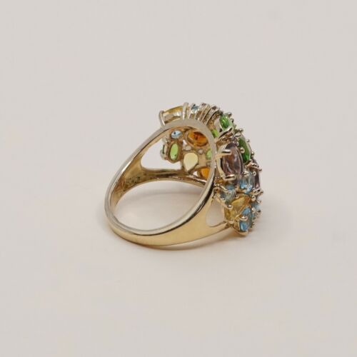Sz 10.25, vermeil, gold over Sterling Silver Ring, 925 Ring W/ amethyst, Citrine