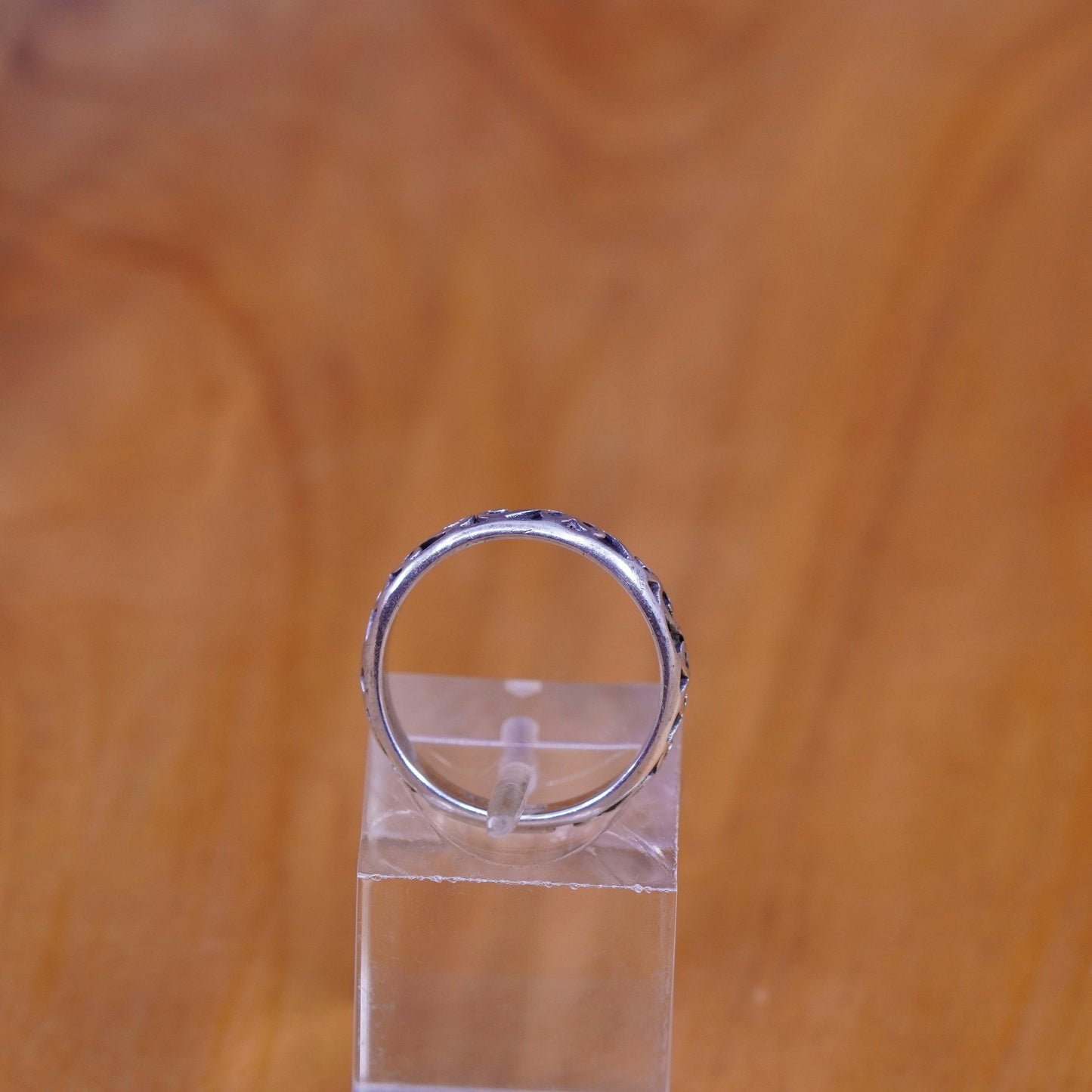 Size 5, vintage PSCL handmade Sterling 925 silver ring with swirl embossed