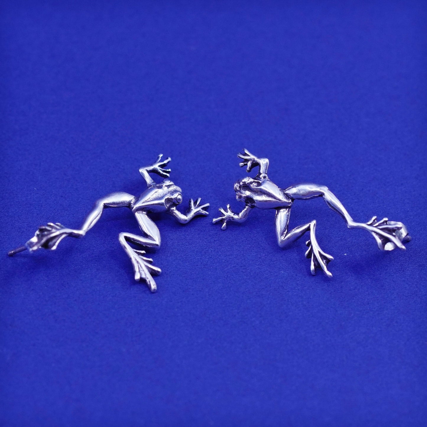 Vintage Southwestern Sterling silver handmade studs, 925 frog earrings