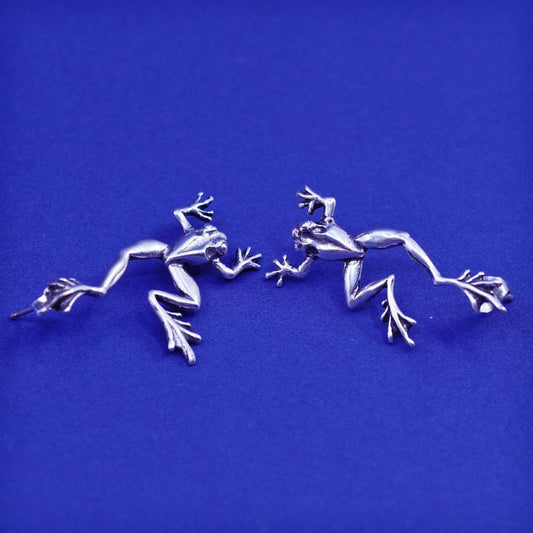 Vintage Southwestern Sterling silver handmade studs, 925 frog earrings