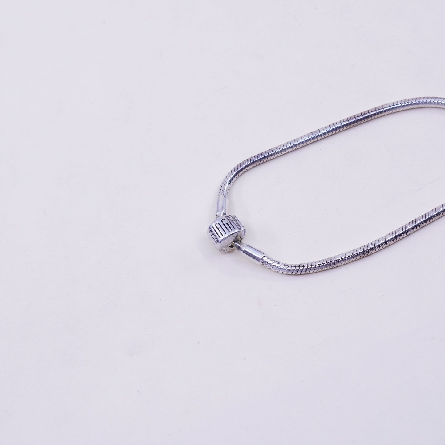 7.75”, vintage BIAGI sterling silver handmade charm bracelet, 925 snake chain
