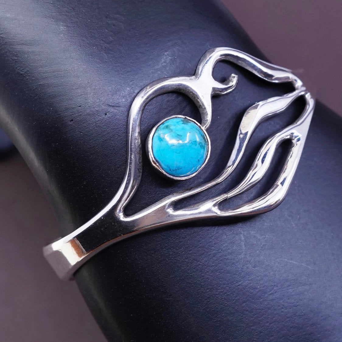 6.5” Mexico Sterling Silver Handmade Bracelet, southwestern 925 w/ turquoise