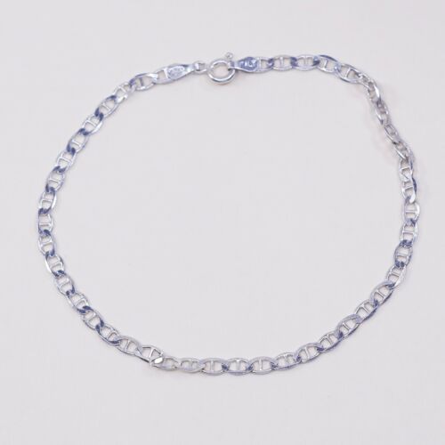 8.75”, 4mm, vtg Sterling silver bracelet, Solid 925 Italy Silver anchor chain