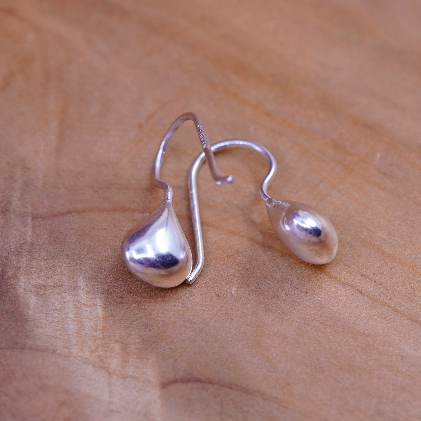 Vintage Sterling silver handmade earrings, Mexico 925 teardrop drops