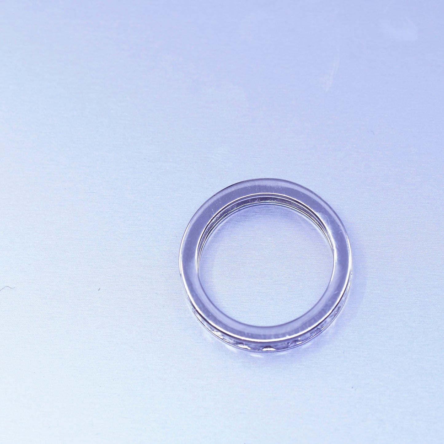 Size 7, vintage Sterling 925 silver wedding ring, Cz band