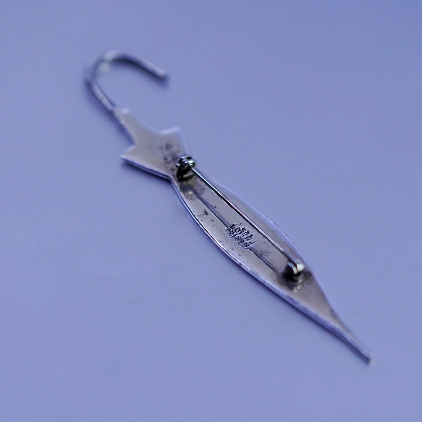 4”, vintage sterling silver handmade brooch, extra long umbrella bar pin