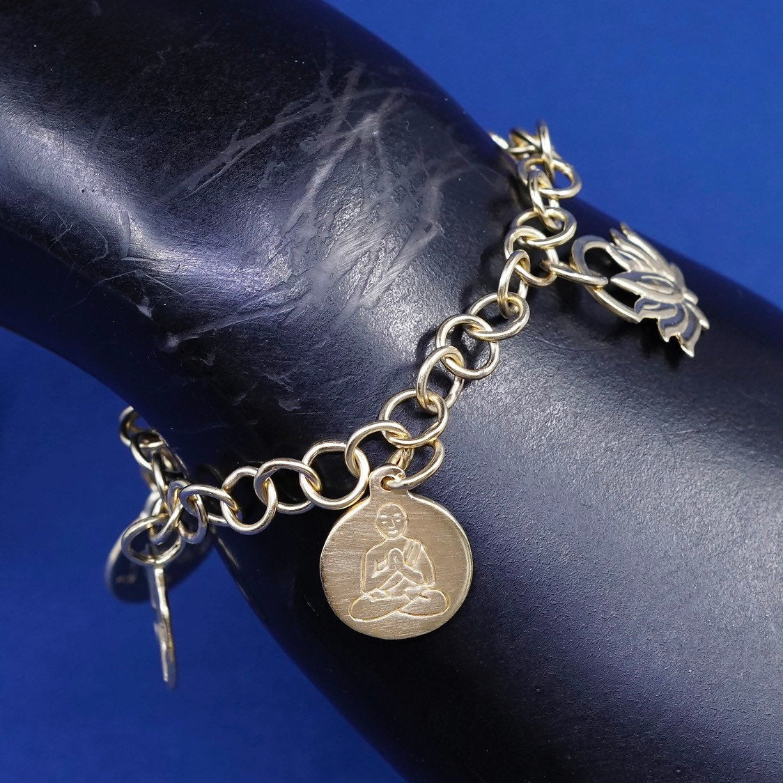 7.25", baroni vermeil gold Sterling 925 silver handmade circle charm bracelet