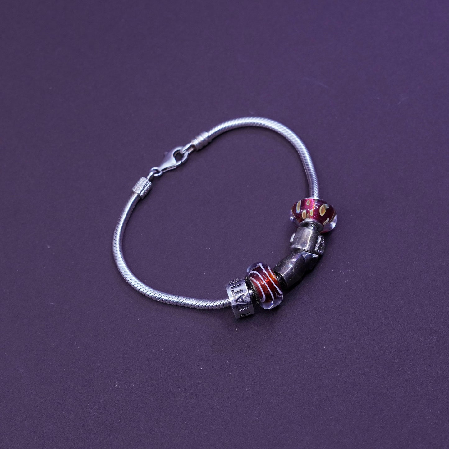 6.75”, CHAMILIA CHAM sterling silver bracelet, 925 snake chain with father cat