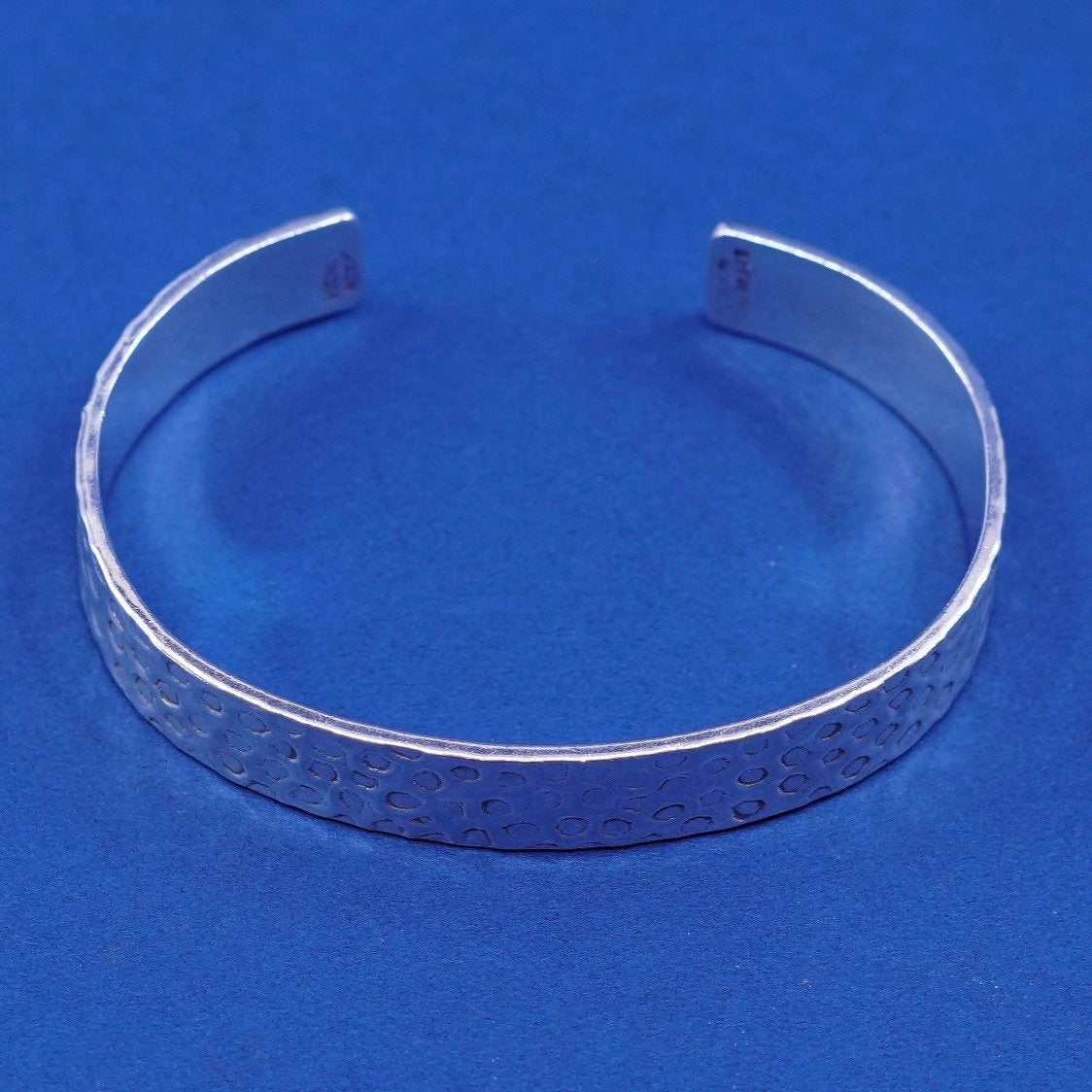 6.75", vtg Mexico hecho sterling silver handmade bracelet, 925 hammered cuff