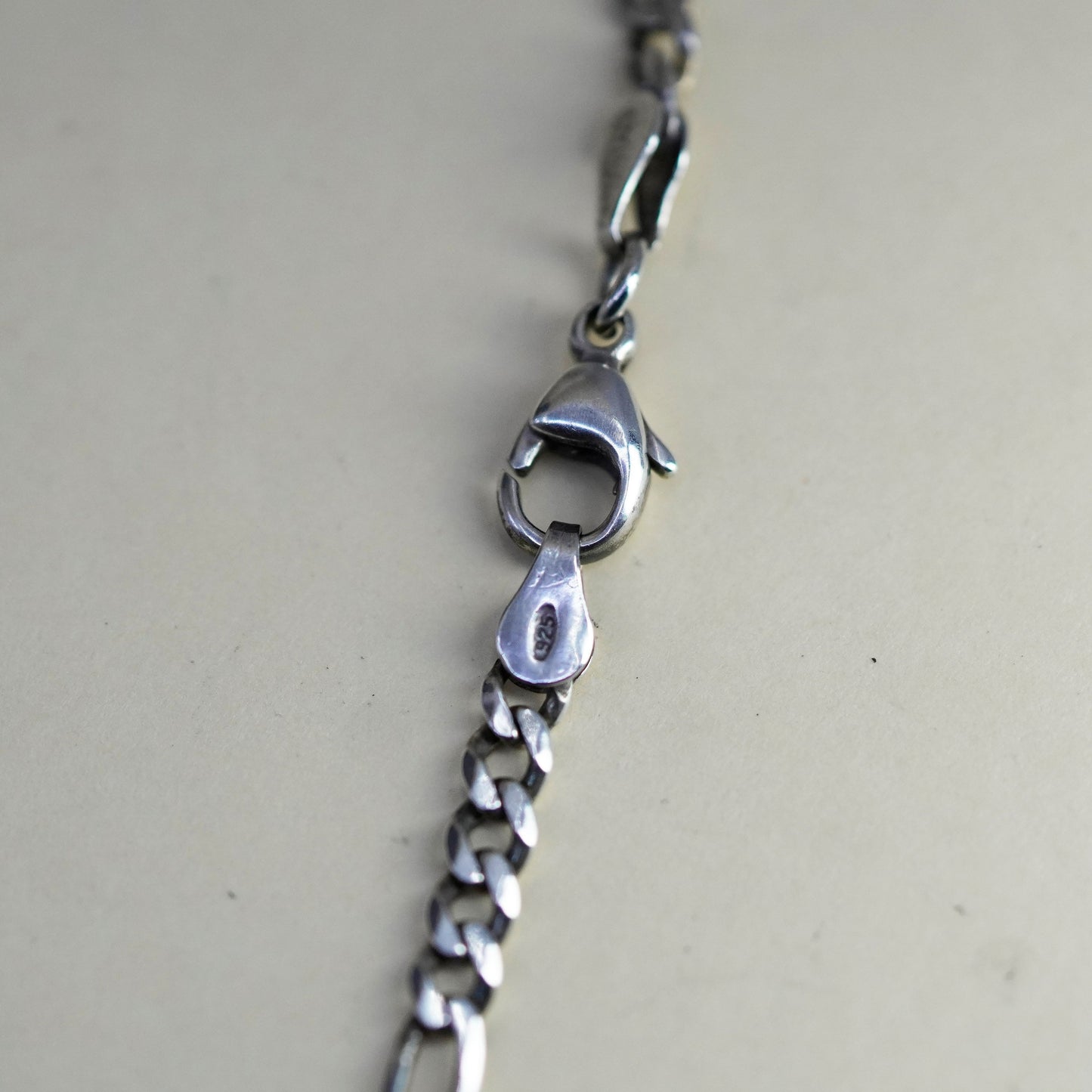 18.5”, 4mm, Vintage sterling silver figaro chain, bold 925 men’s necklace