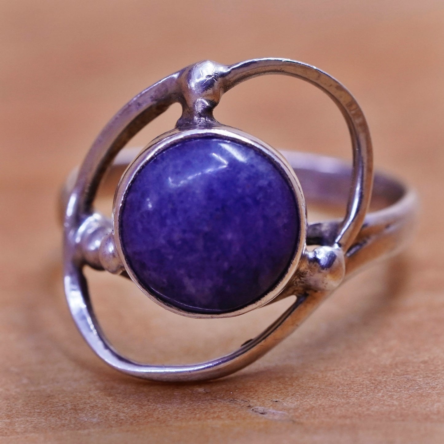Size 8.5, vintage Sterling 925 silver handmade ring with sodalite