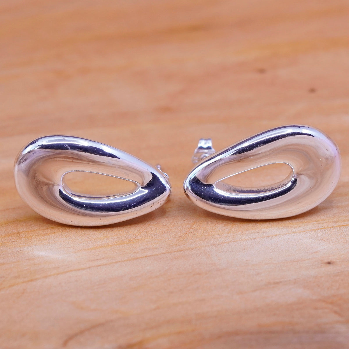 Vintage Sterling silver handmade earrings, 925 teardrop studs
