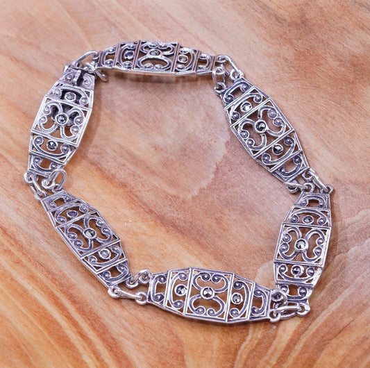 7.25”, vintage Sterling silver handmade bracelet, 925 tennis bracelet marcasite