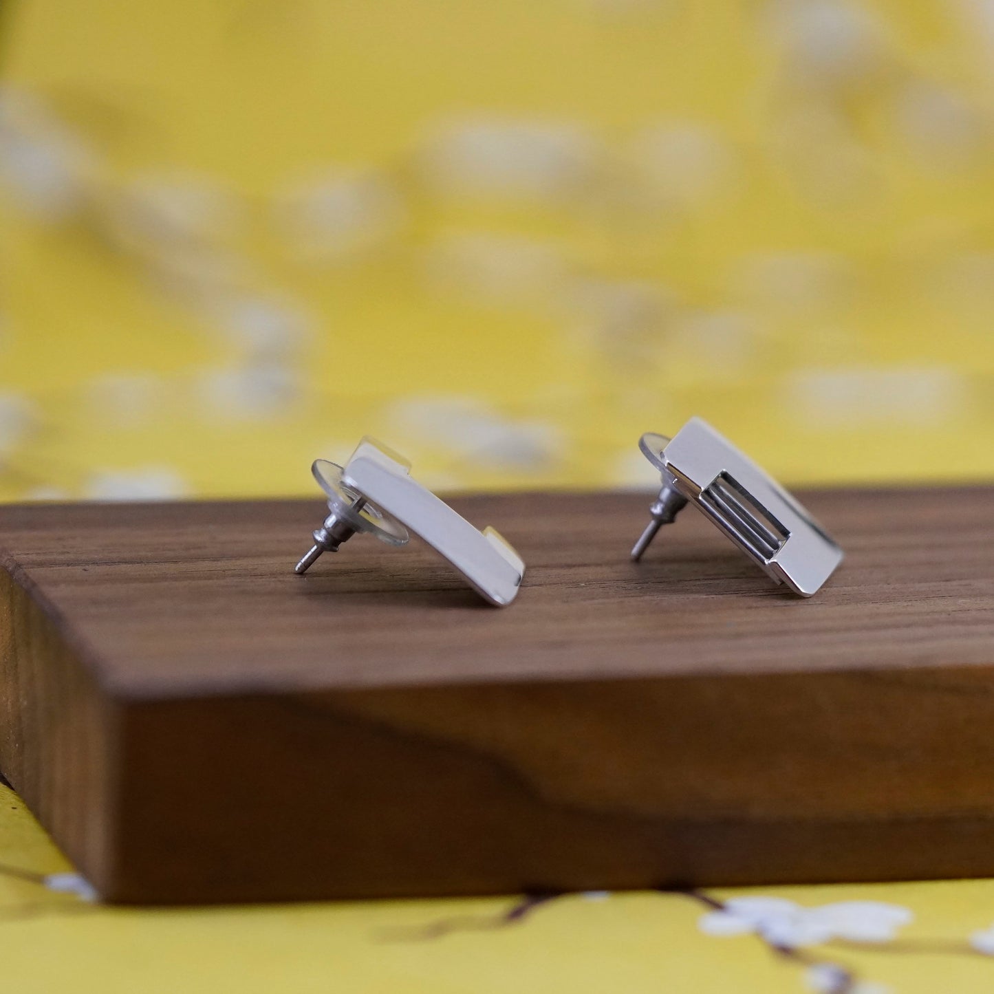 vintage mexico Sterling silver handmade studs, square earrings