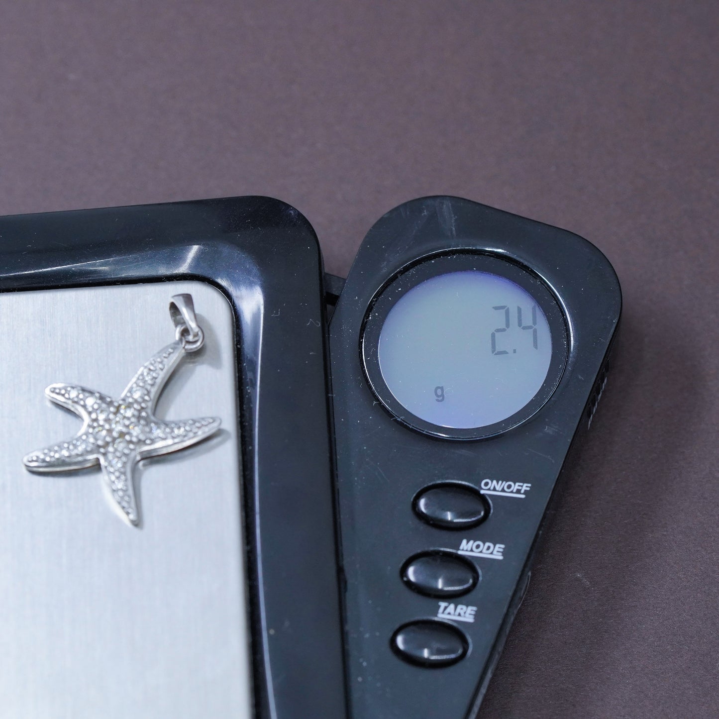Vintage Sterling 925 silver handmade star starfish pendant with cz