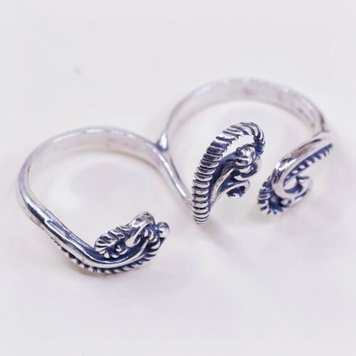 Vtg carolyn pollack Sterling 925 Silver Handmade Double Finger Band Ring