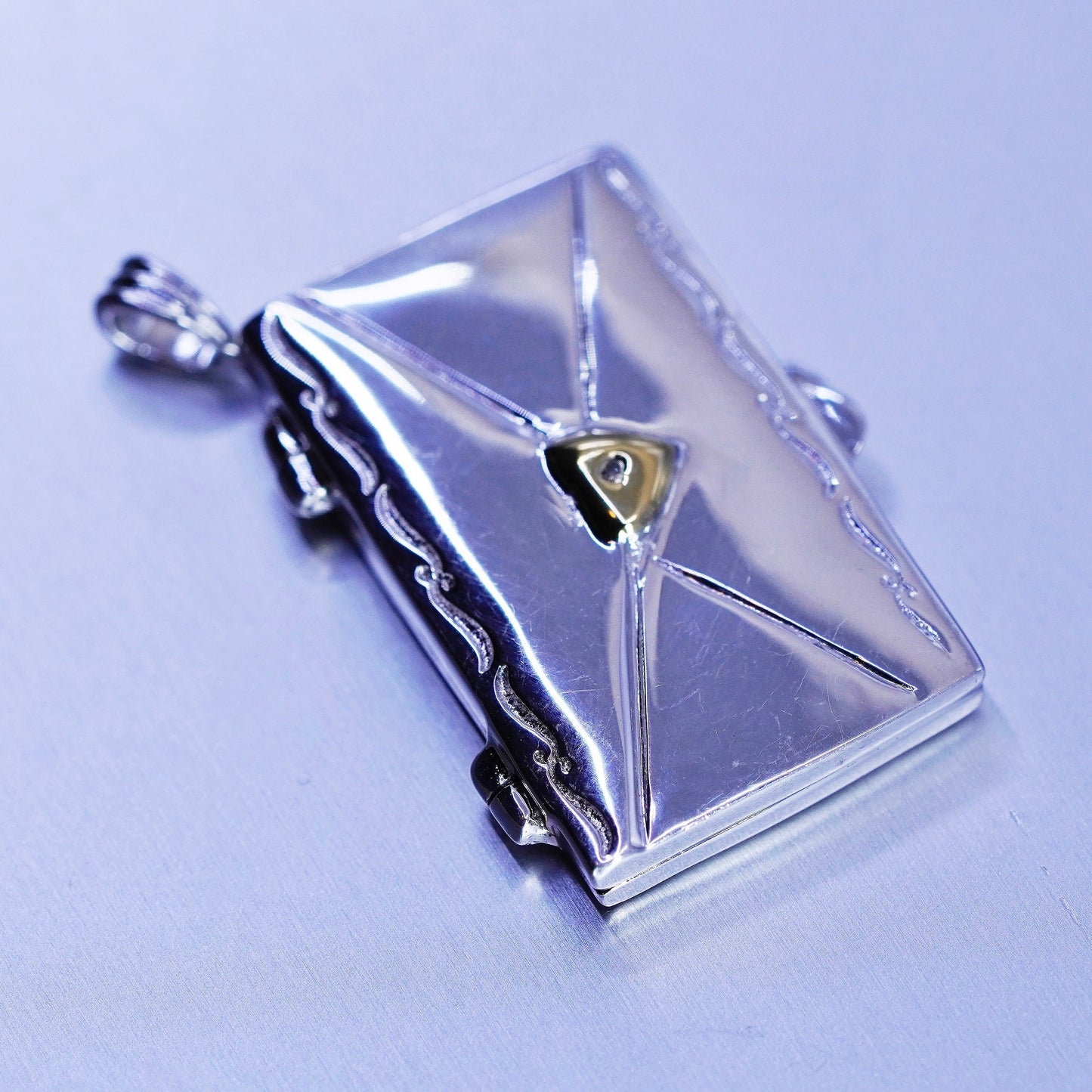 two tone sterling 925 silver letter pendant with diamond “ never so blessed