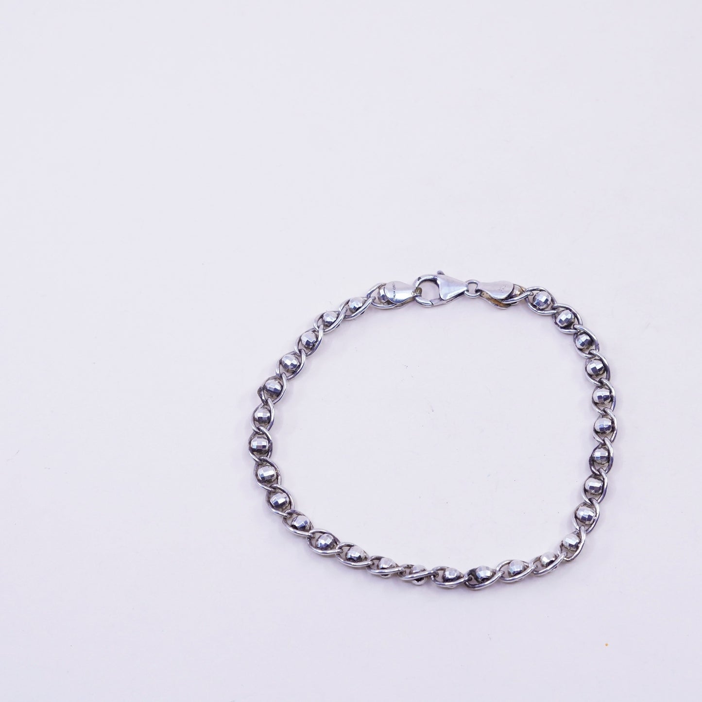 8.25”, 5mm, Vintage CREA sterling silver bracelet, 925 beads chain