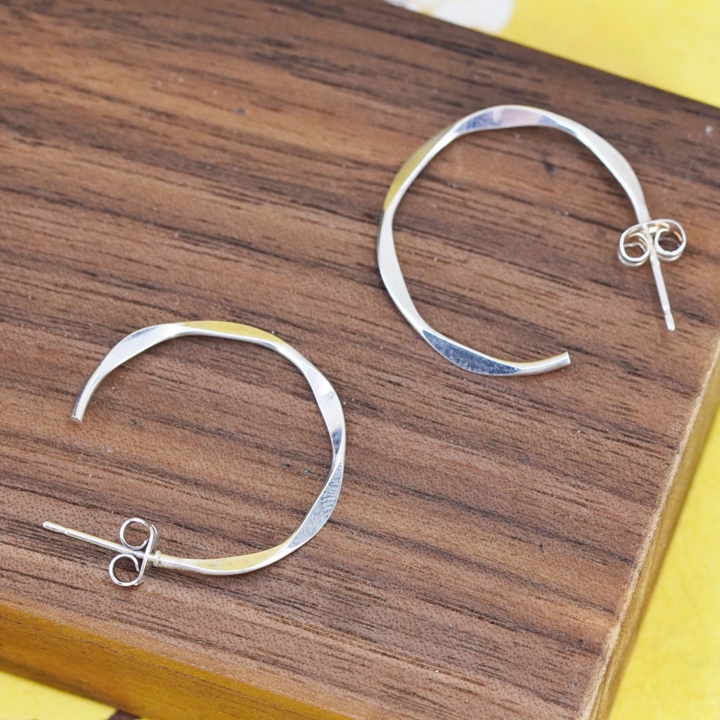 1”, vintage Sterling silver hoop earrings, 925 huggie studs