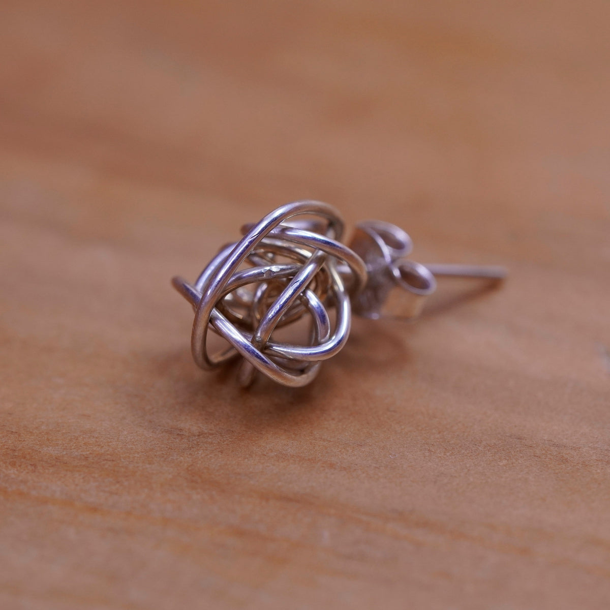Vintage Sterling silver wired beads studs, 925 silver earrings