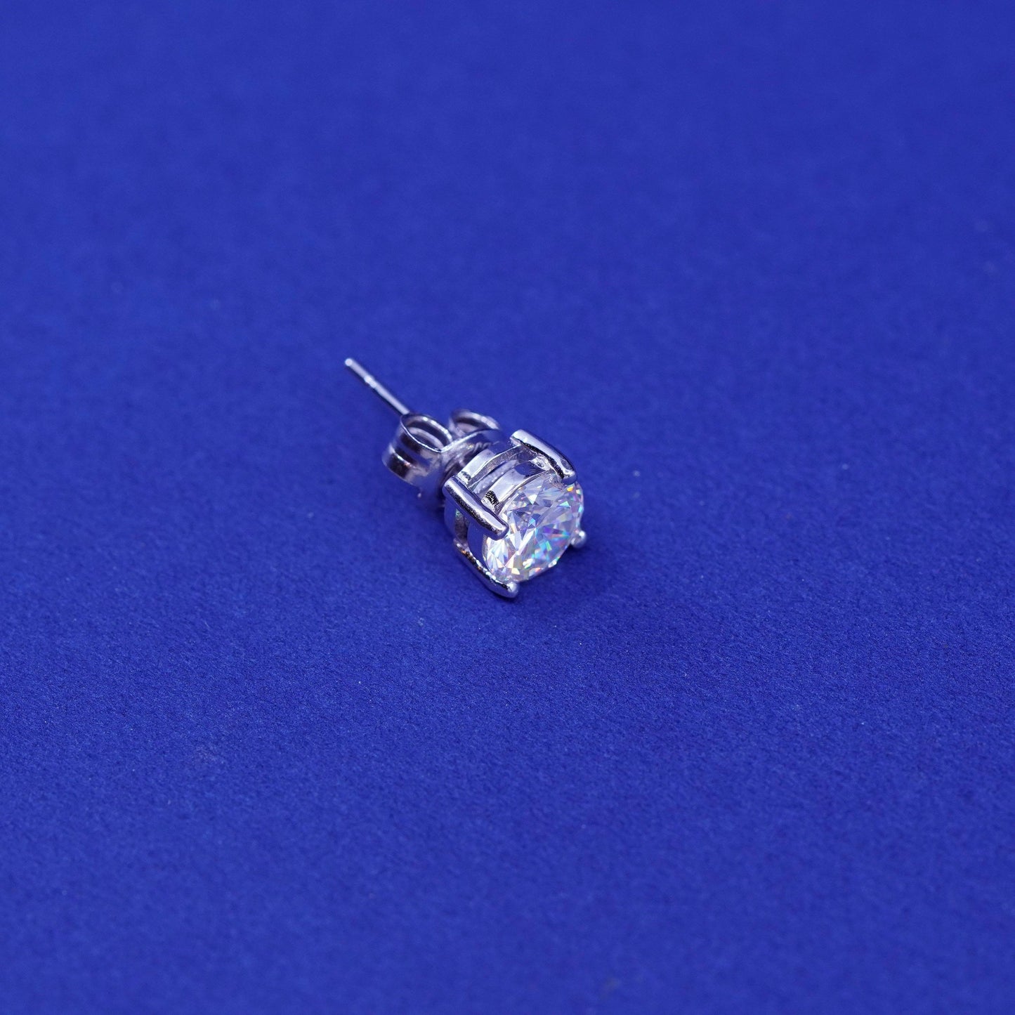5mm, Vintage sterling silver handmade earrings, 925 studs with CZ