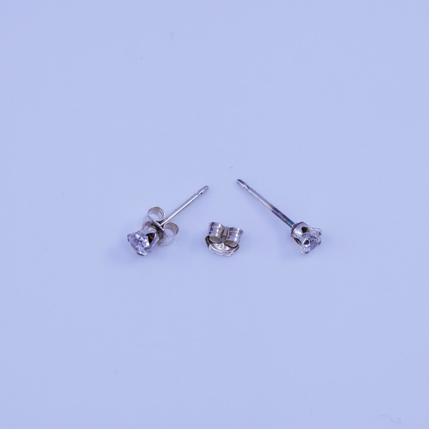 Vintage Sterling 925 silver earrings, studs with cz inlay