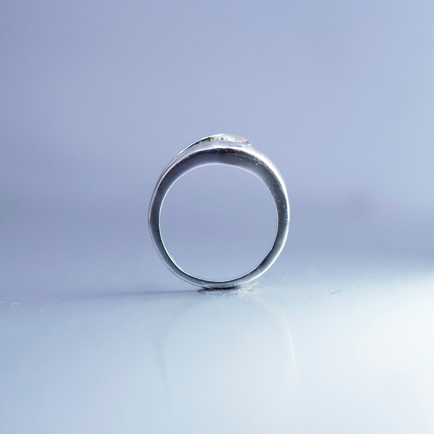 Size 7.25, vintage Sterling 925 silver handmade engagement ring with Cz