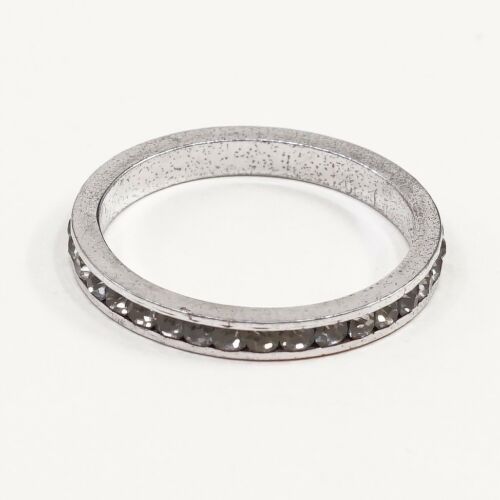 Sz 9.5, Sterling 925 Silver Stackable Ring w/ Purple Cz Around, Stamped Sterling