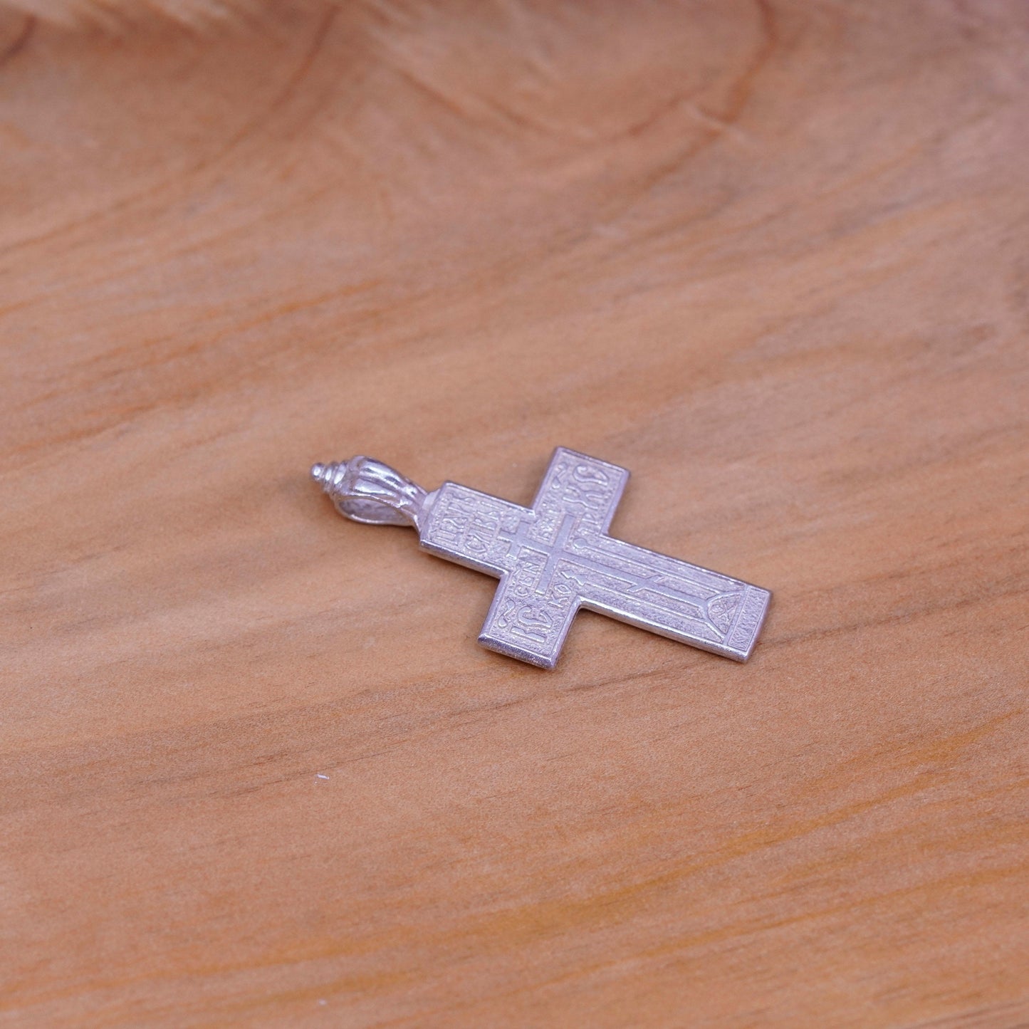 Vintage Sterling silver handmade pendant, 925 textured cross