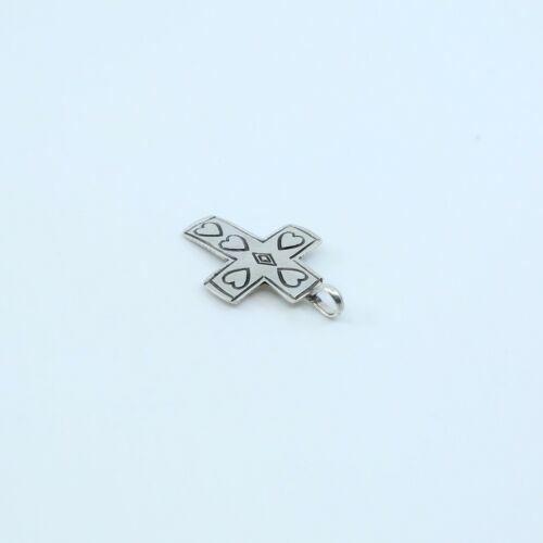 Vintage Sterling Silver Handmade Pendant, 925 silver cross W/ Heart