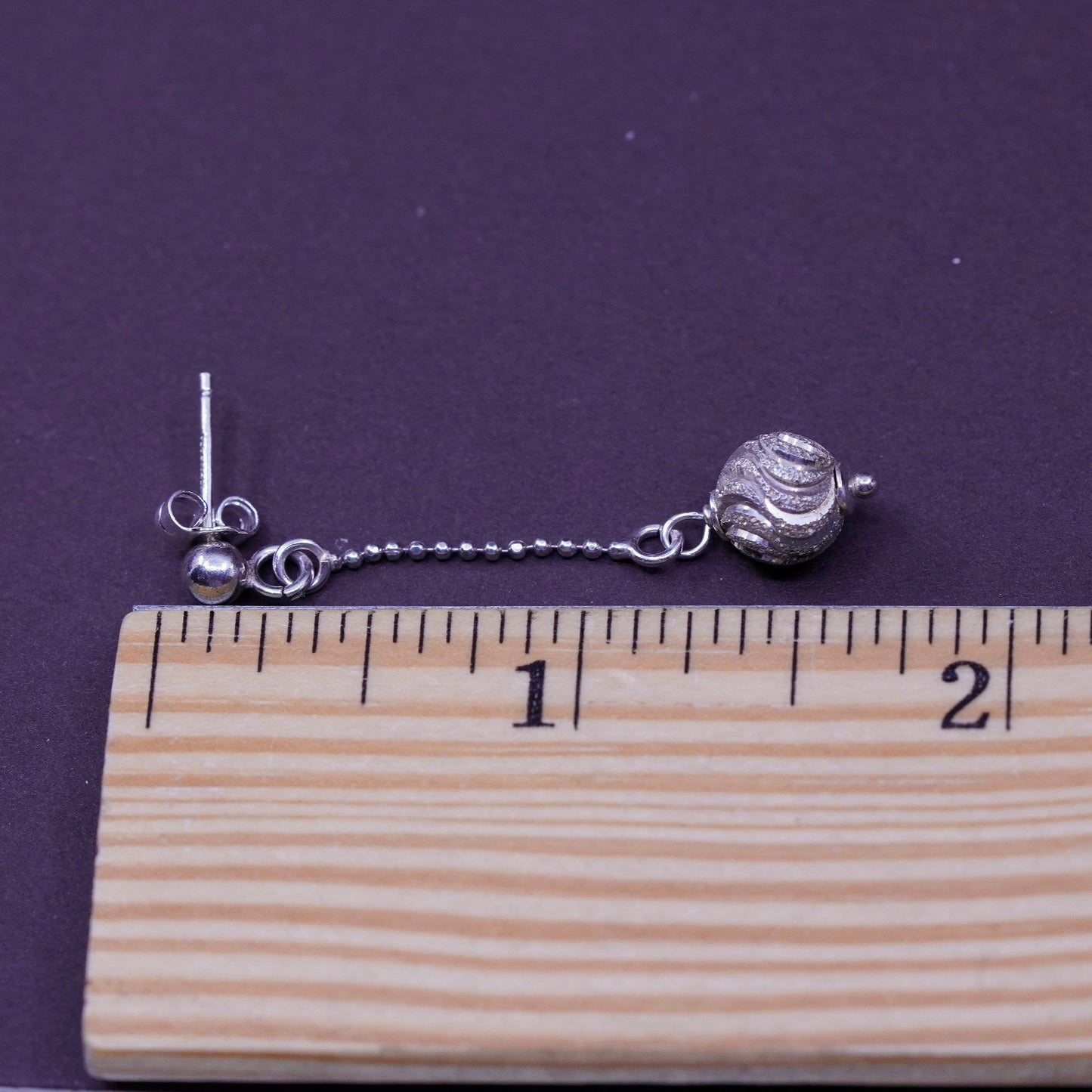 Vintage Italy Sterling silver Handmade earrings, 925 chain with bead dangles