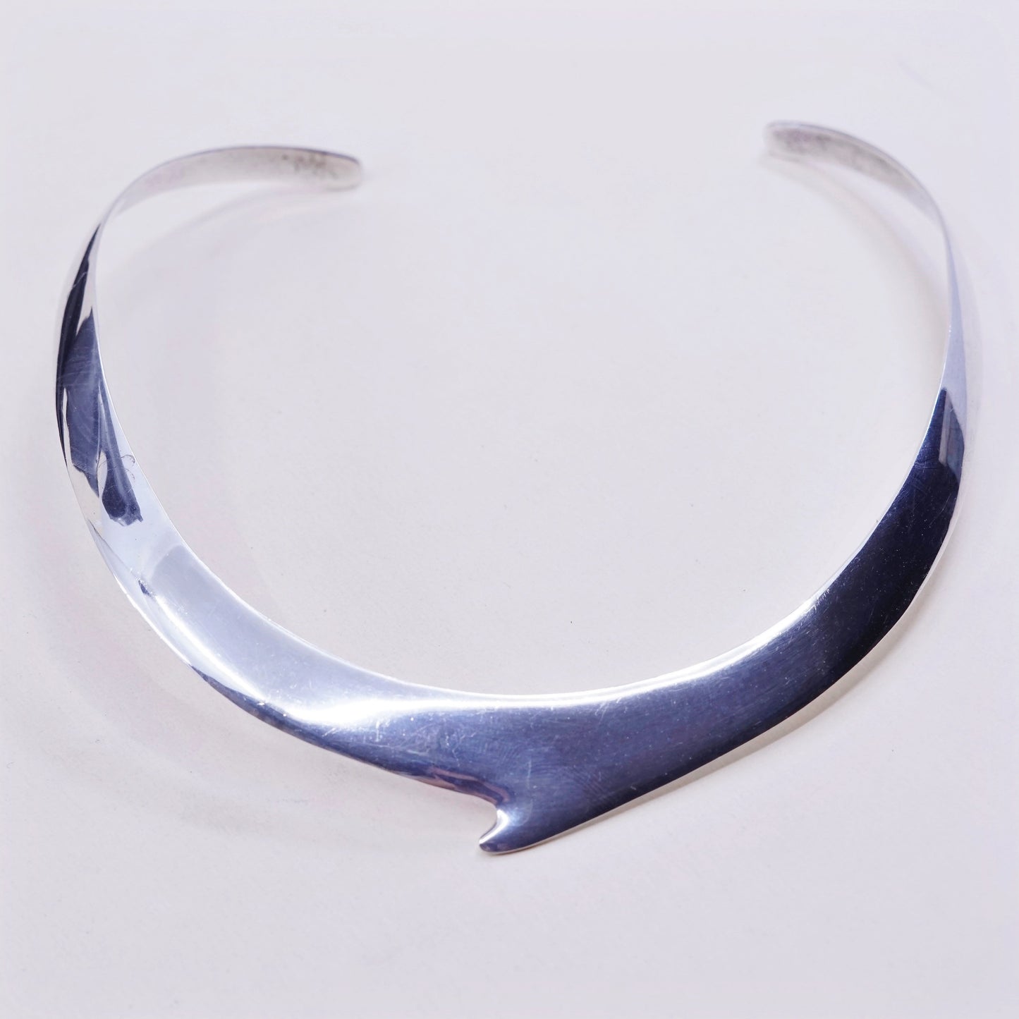 12”, Vintage mexico sterling 925 silver handmade choker collar necklace