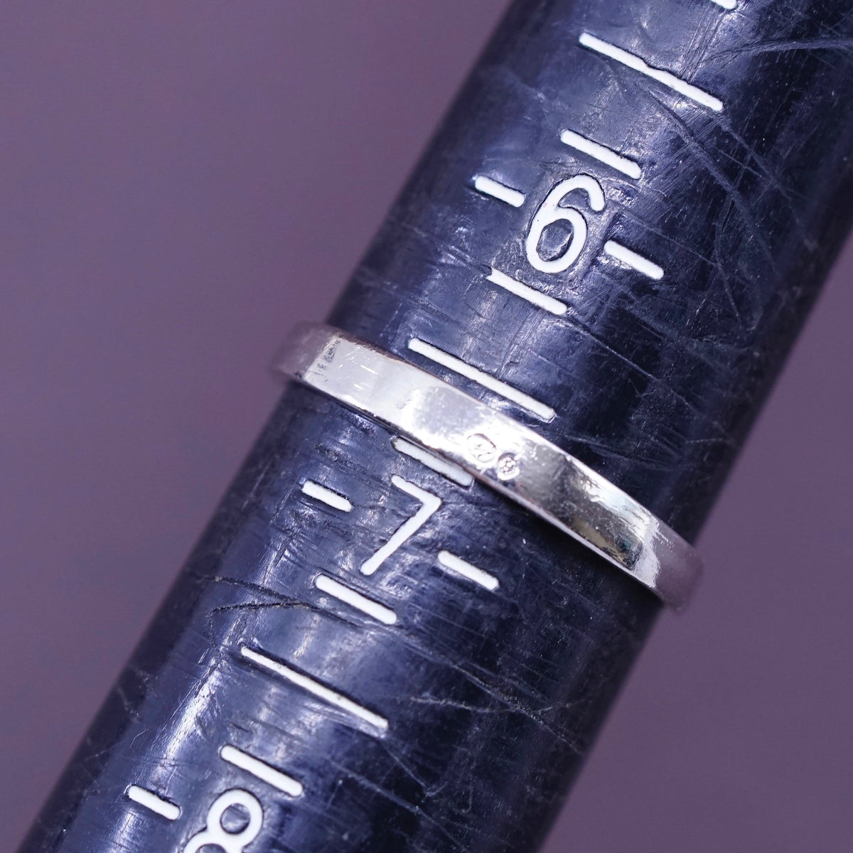 Size 6.5, vintage Sterling 925 silver handmade ring with crystal and sapphire