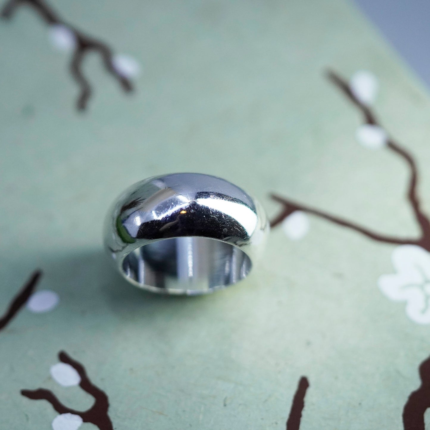 Size 8.5, Vintage sterling 925 silver handmade ring, wedding wide band