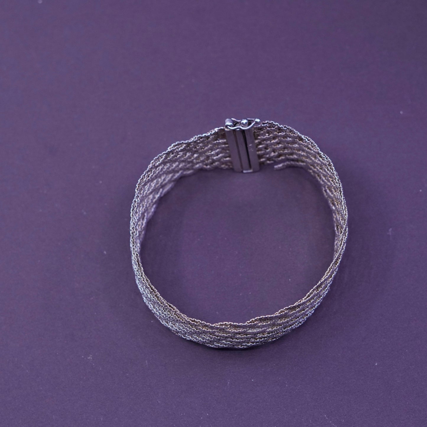 7.25”, Italy Sterling silver braided woven snake bracelet, 18 strands 925 chain