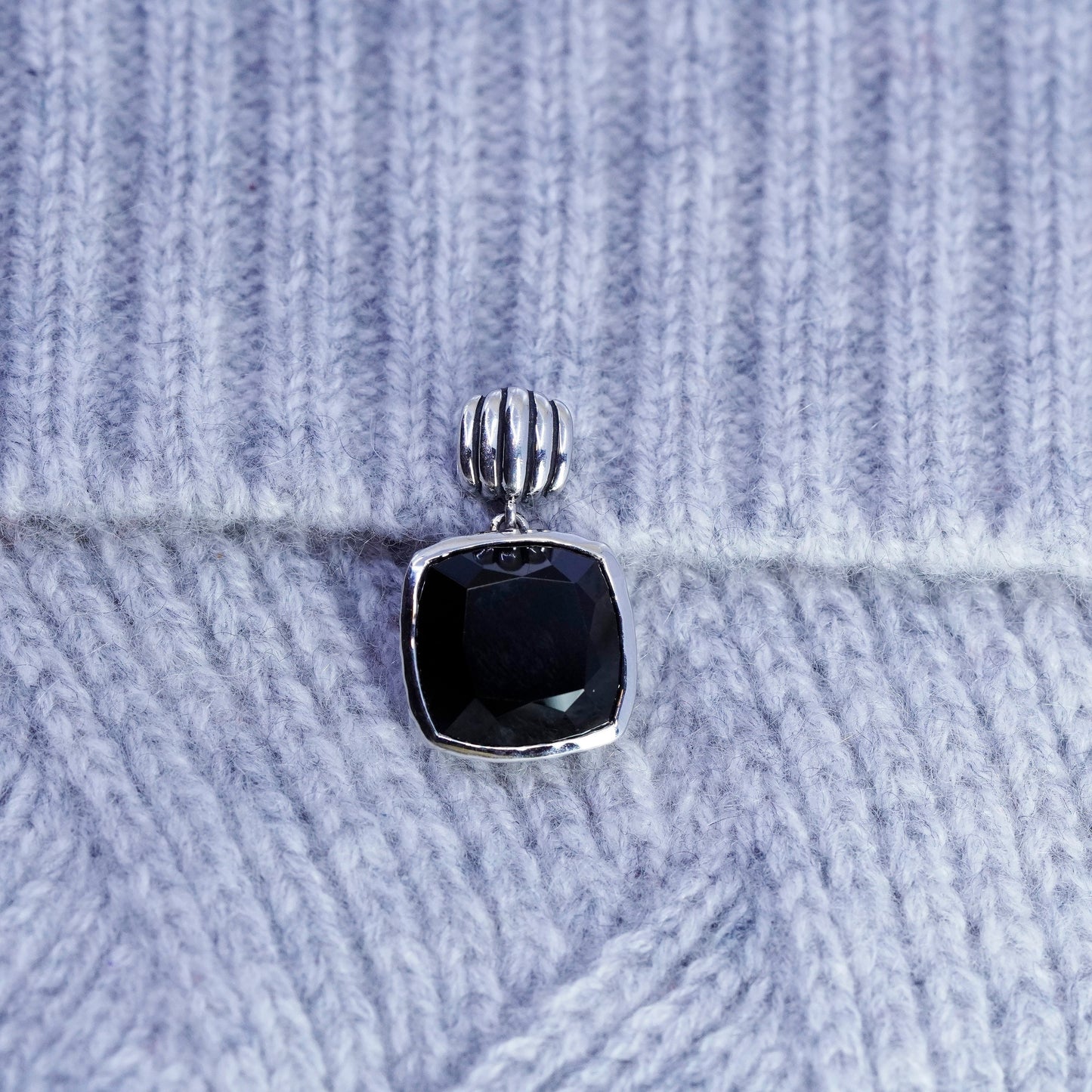 Vintage RL sterling 925 silver pendant with obsidian