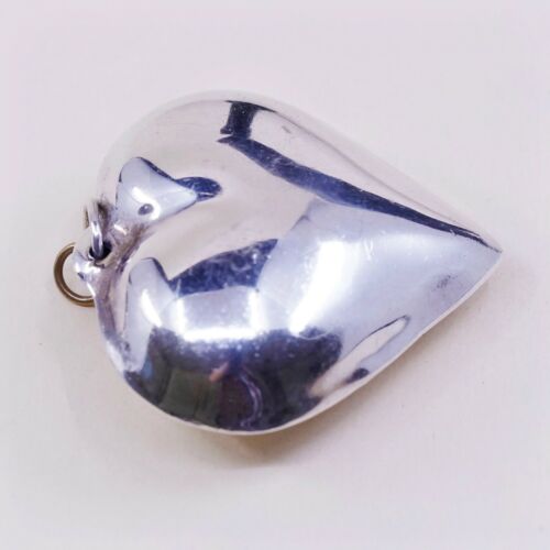 Vintage Sterling Silver Handmade Pendant, Huge Heart Pendant, Silver Tested