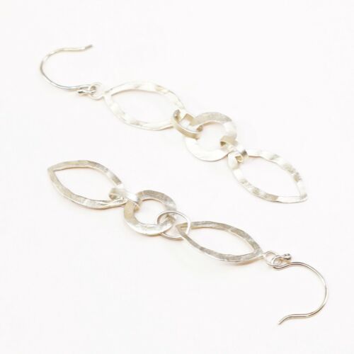 vtg Gold Over Hammered Sterling 925 Silver Circle Disc Dangles Earrings