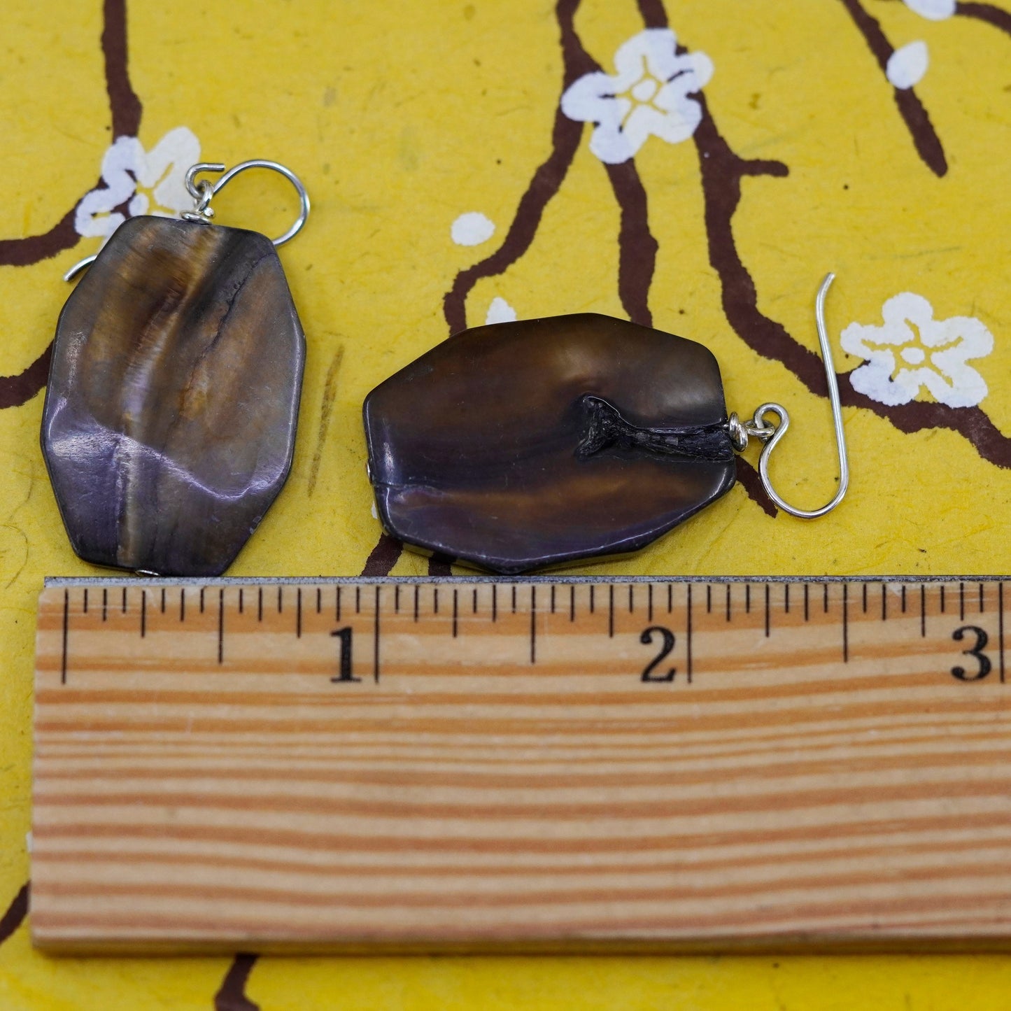 Vintage Sterling 925 silver handmade earrings with abalone