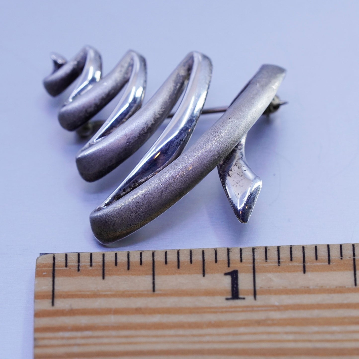 Vintage BAR sterling silver handmade brooch, modern 925 Christmas tree pin