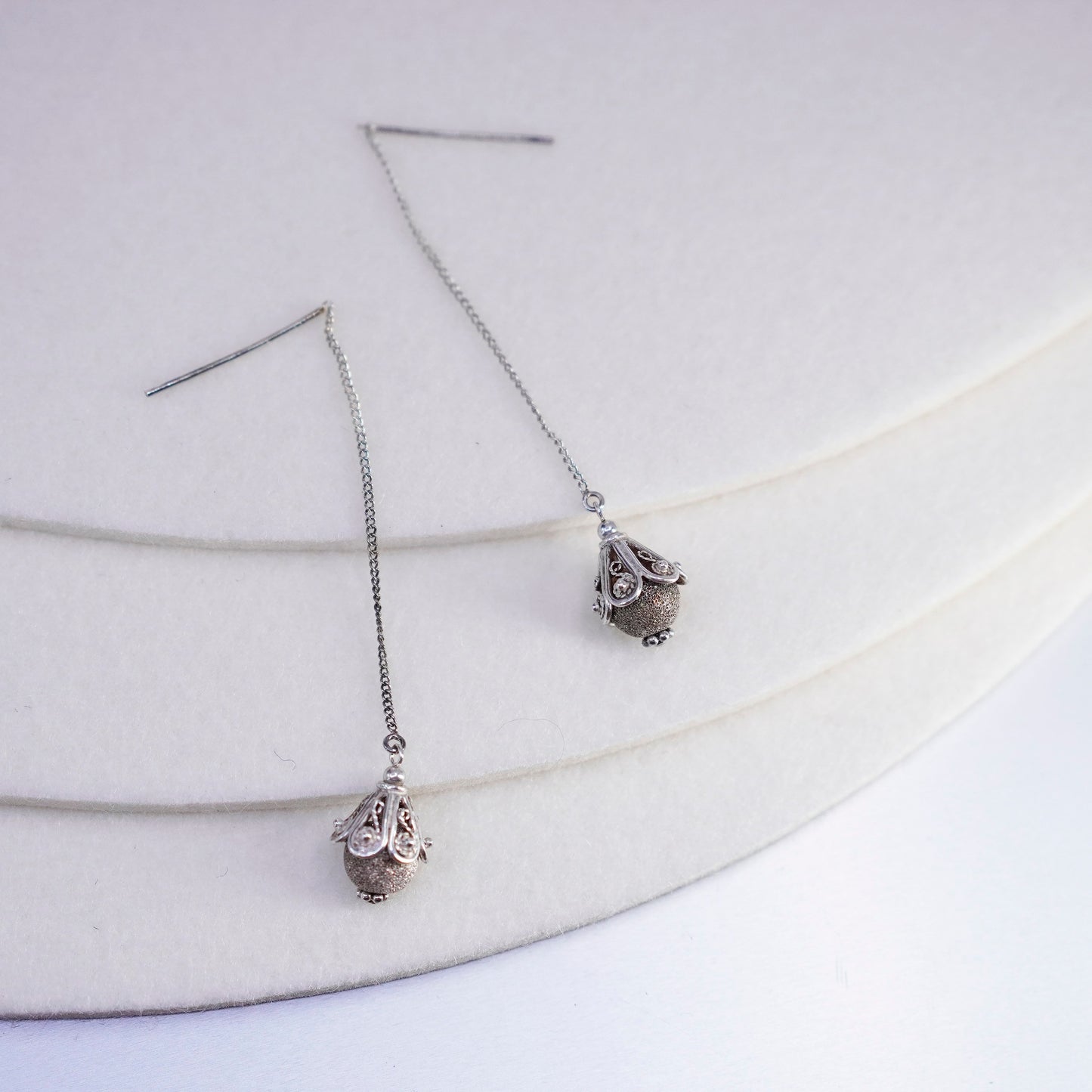 Vintage Sterling 925 silver filigree beads earrings
