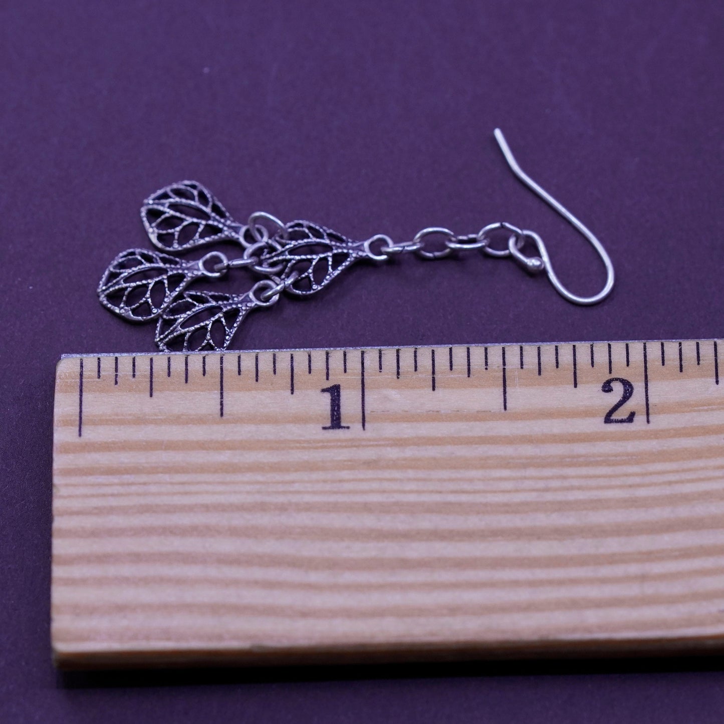 Vintage Sterling silver handmade earrings, 925 Filigree teardrops